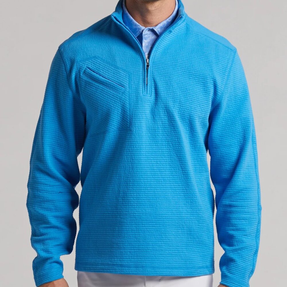 NWT Bermuda Sands Michael Men's 1/4 Zip Shirt Size L Marina Blue Fall Outdoors